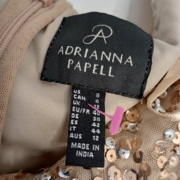 Adrianna Papell Gold Sequined Off-Shoulder Dress - Picture 6 of 13